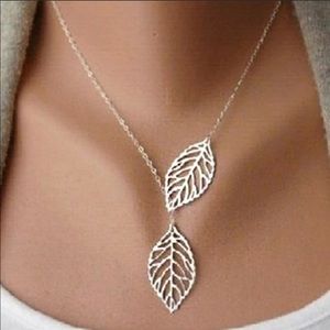 Dainty silver plated leaf necklace